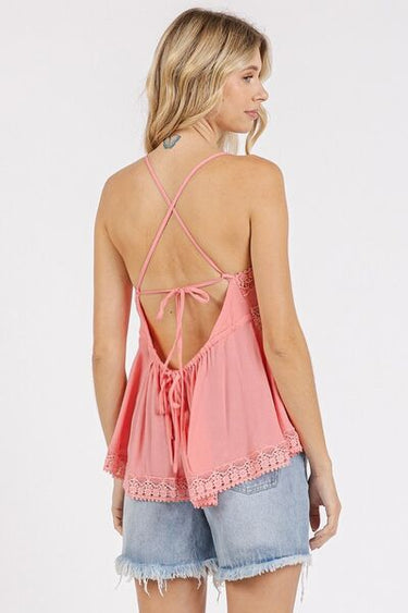 Back Lace Detail V-Neck Cami